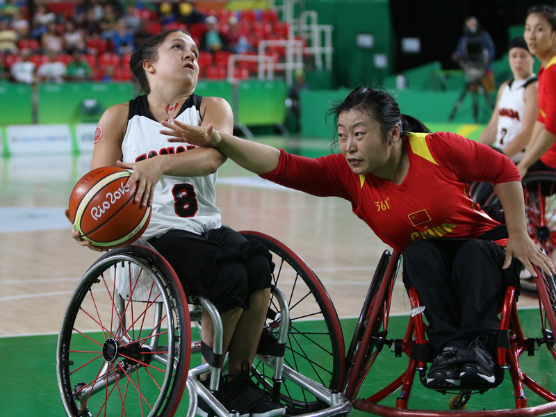RIO DE JANEIRO 09/16/16 - The Canadian women's wheelchair basketball team plays against China in the classification round for 5th place at the Rio 2016 Paralympic Games at the Rio Olympic Arena. (Photo by Lindsay Crone/Wheelchair Basketball Canada)